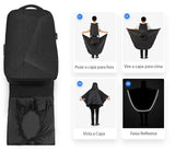 Mochila Para Notebook 15.6" com Capa de Chuva Embutida Antifurto masculino a prova dagua resistente a agua porta USB homem trabalho laptop trabalho estudo viagem preta minimalista