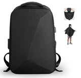 Mochila Para Notebook 15.6" com Capa de Chuva Embutida Antifurto masculino a prova dagua resistente a agua porta USB homem trabalho laptop trabalho estudo viagem preta minimalista