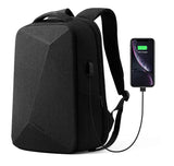 Mochila Para Notebook 15.6" com Capa de Chuva Embutida Antifurto masculino a prova dagua resistente a agua porta USB homem trabalho laptop trabalho estudo viagem preta minimalista bolso oculto