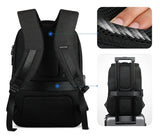 Mochila Para Notebook 15.6" com Capa de Chuva Embutida Antifurto masculino a prova dagua resistente a agua porta USB homem trabalho laptop trabalho estudo viagem preta minimalista bolso oculto cadeado TSA