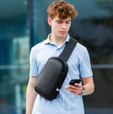 Shoulder Bag Antifurto masculina a prova dagua resistente a agua dia a dia diario uso acolchoada confortável bolsa de ombro bolsa transversal bolsa lateral bolso secreto oculto celular cartao casual smartphone preta trabalho trabalhar tablet porta USB minimalista