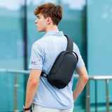 Shoulder Bag Antifurto masculina a prova dagua resistente a agua dia a dia diario uso acolchoada confortável bolsa de ombro bolsa transversal bolsa lateral bolso secreto oculto celular cartao casual smartphone preta trabalho trabalhar tablet porta USB minimalista