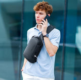 Shoulder Bag Antifurto masculina a prova dagua resistente a agua dia a dia diario uso acolchoada confortável bolsa de ombro bolsa transversal bolsa lateral bolso secreto oculto celular cartao casual smartphone preta trabalho trabalhar tablet porta USB minimalista