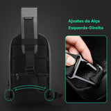 Shoulder Bag Antifurto masculina a prova dagua resistente a agua dia a dia diario uso acolchoada confortável bolsa de ombro bolsa transversal bolsa lateral bolso secreto oculto celular cartao casual smartphone preta trabalho trabalhar tablet porta USB minimalista