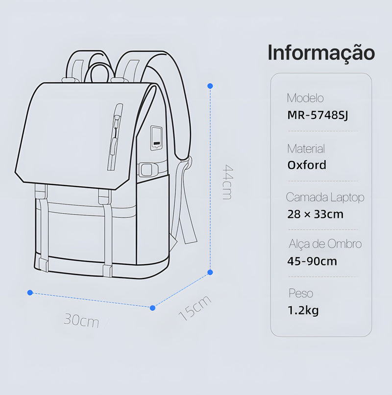 Mochila Executiva Expansível 20~26L Notebook 15.6" Modelo Nomad Mark Ryden