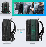 Mochila Para Notebook 17" Expansível Para Viagem Antifurto masculino  a prova dagua resistente a agua porta USB homem trabalho laptop trabalho estudo viagem preta minimalista tecido respiravel grande bagagem de mao varios compartimentos