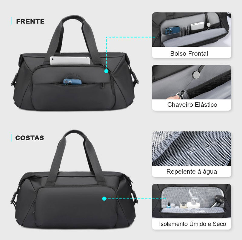 bolsa de viagem treino esporte academia preta a prova dagua masculina grande compartimento notebook qualidade premium